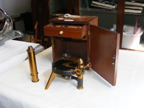 A Negretti & Zambra simple microscope with various