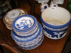 'Real Old Willow' plates with other plate ware and