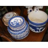 'Real Old Willow' plates with other plate ware and