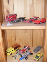 Assorted play worn model vehicles, including racin