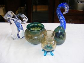 A Phoenician studio glass bowl, a Mdina glass pape