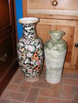 A Bonchurch Pottery baluster vase together with a