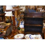 An Arts & Crafts oak wall shelf, together with a p