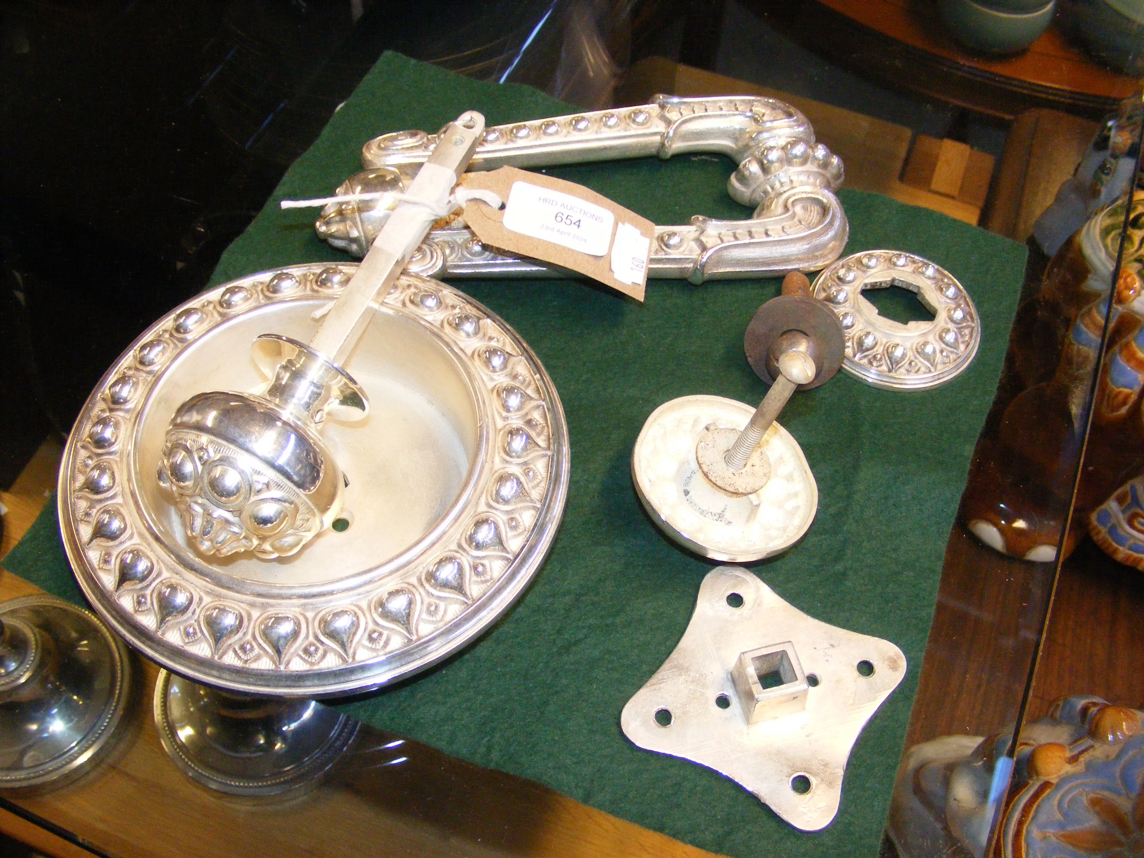 Victorian plated brass door ware - bell pull,