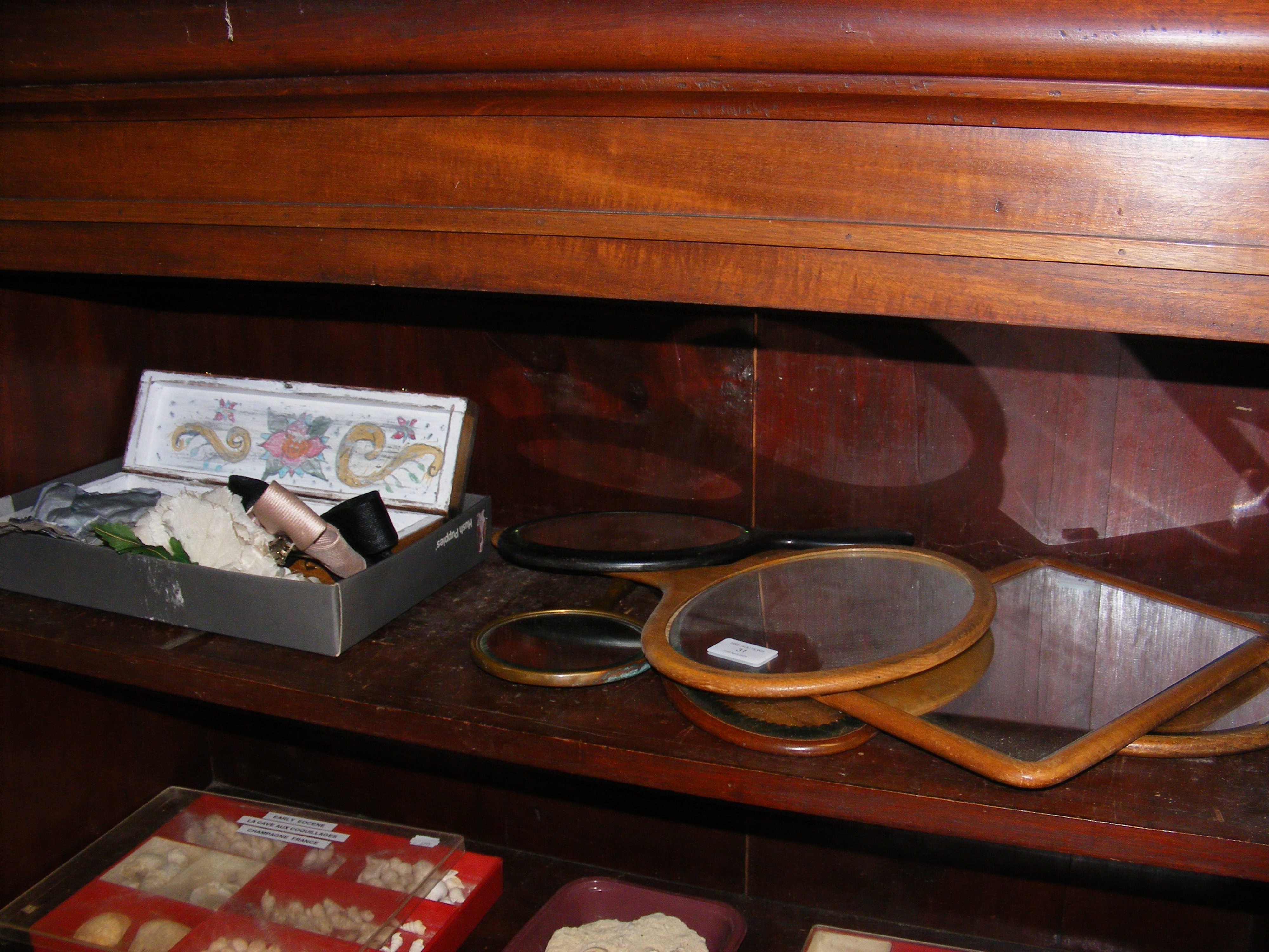 Various hand mirrors, together with with hat pins