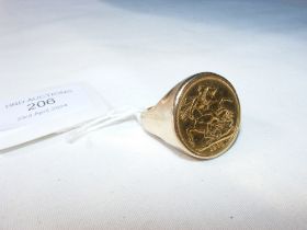 An 1870 gold Sovereign set in 9ct gold ring