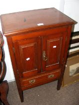 A mahogany pot cupboard with drawer below - width