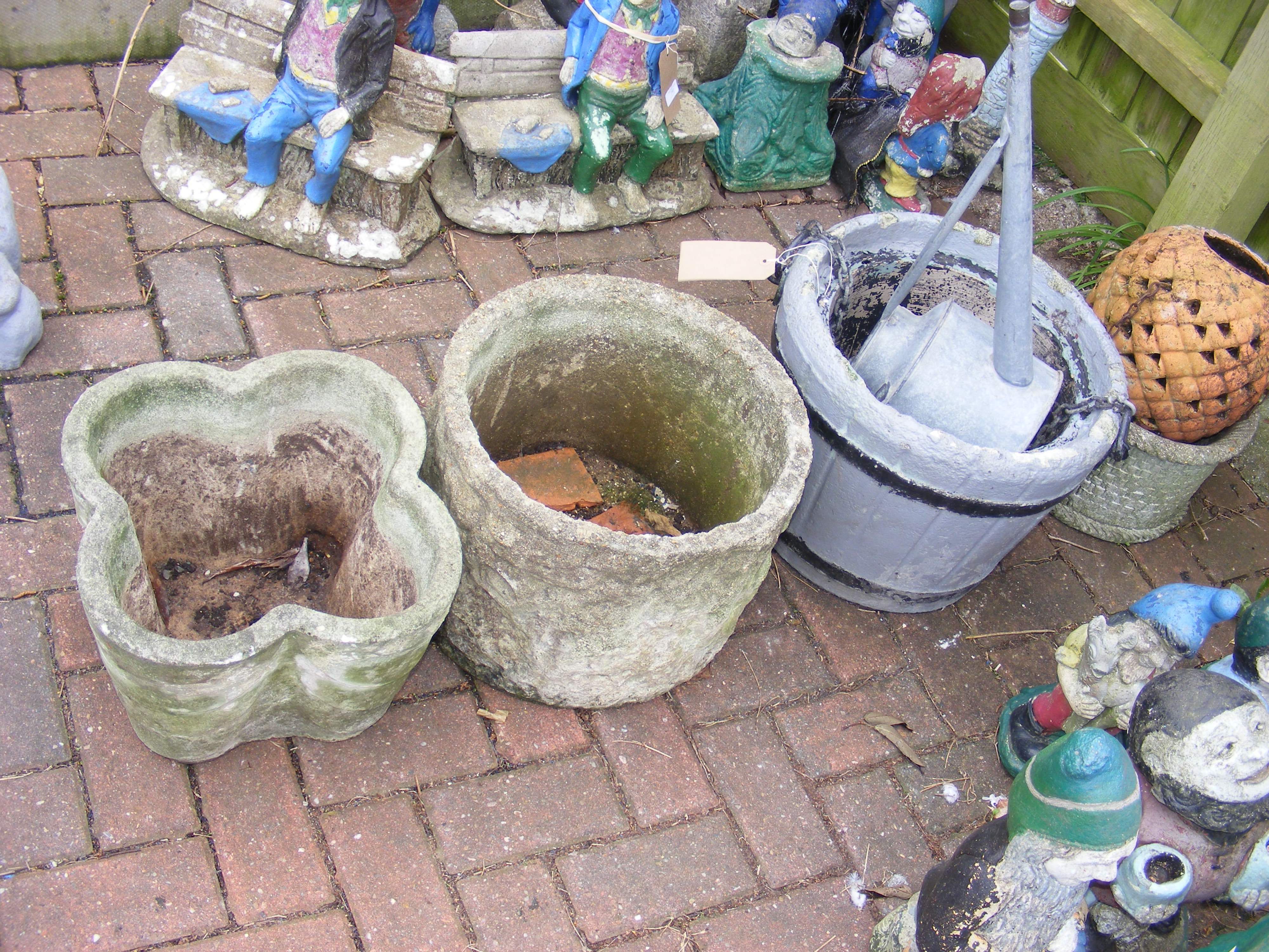 Assorted garden urns and planters, together with g