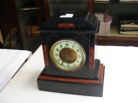 A Victorian slate and marble single train mantel c