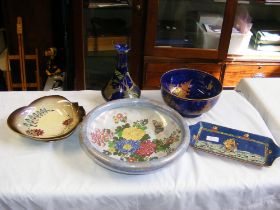 A George Jones blue ground bowl, lustre ware ceram