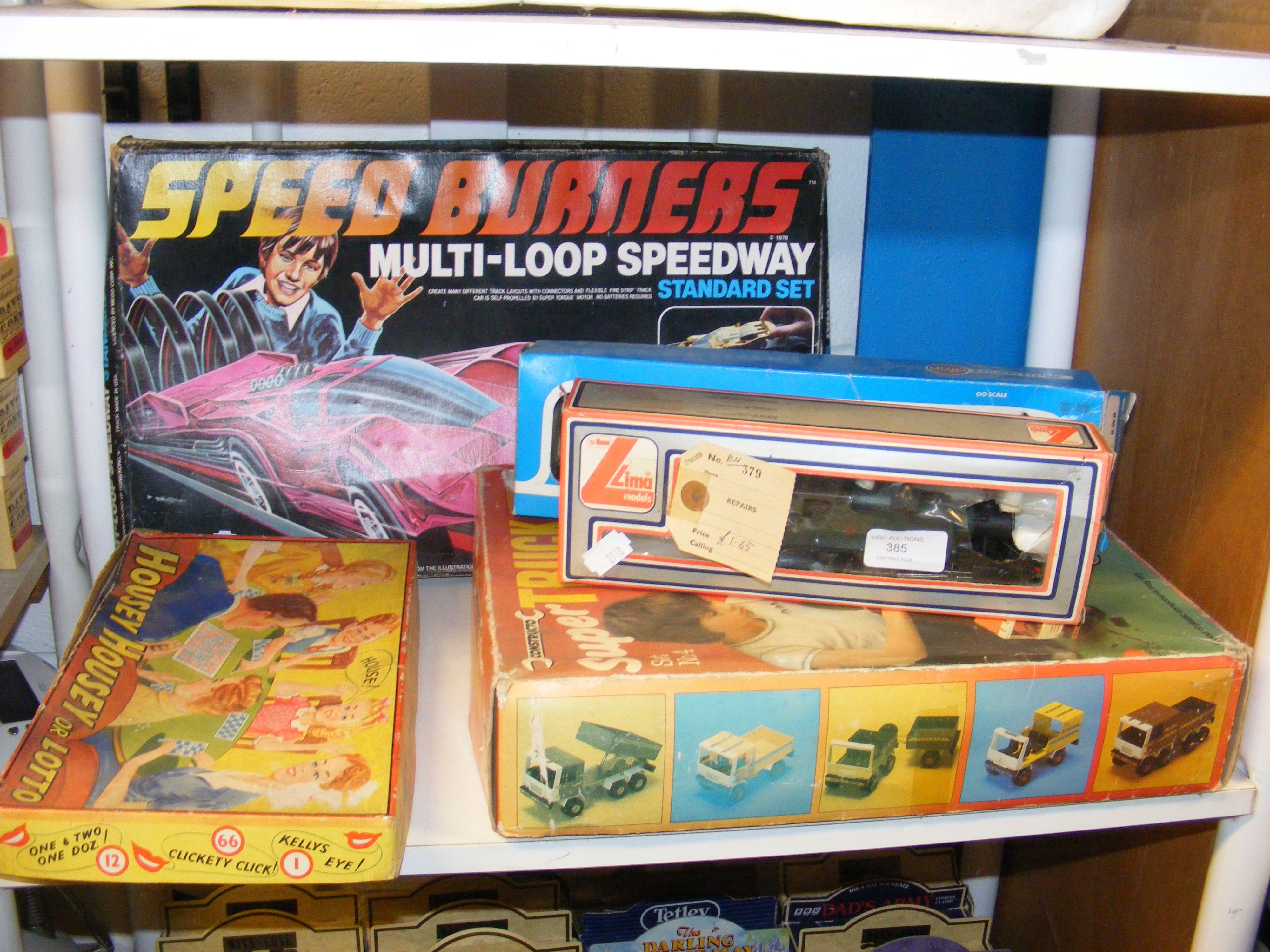 Assorted toys, including 1978 Speed Burners Multi-