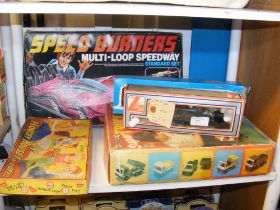 Assorted toys, including 1978 Speed Burners Multi-