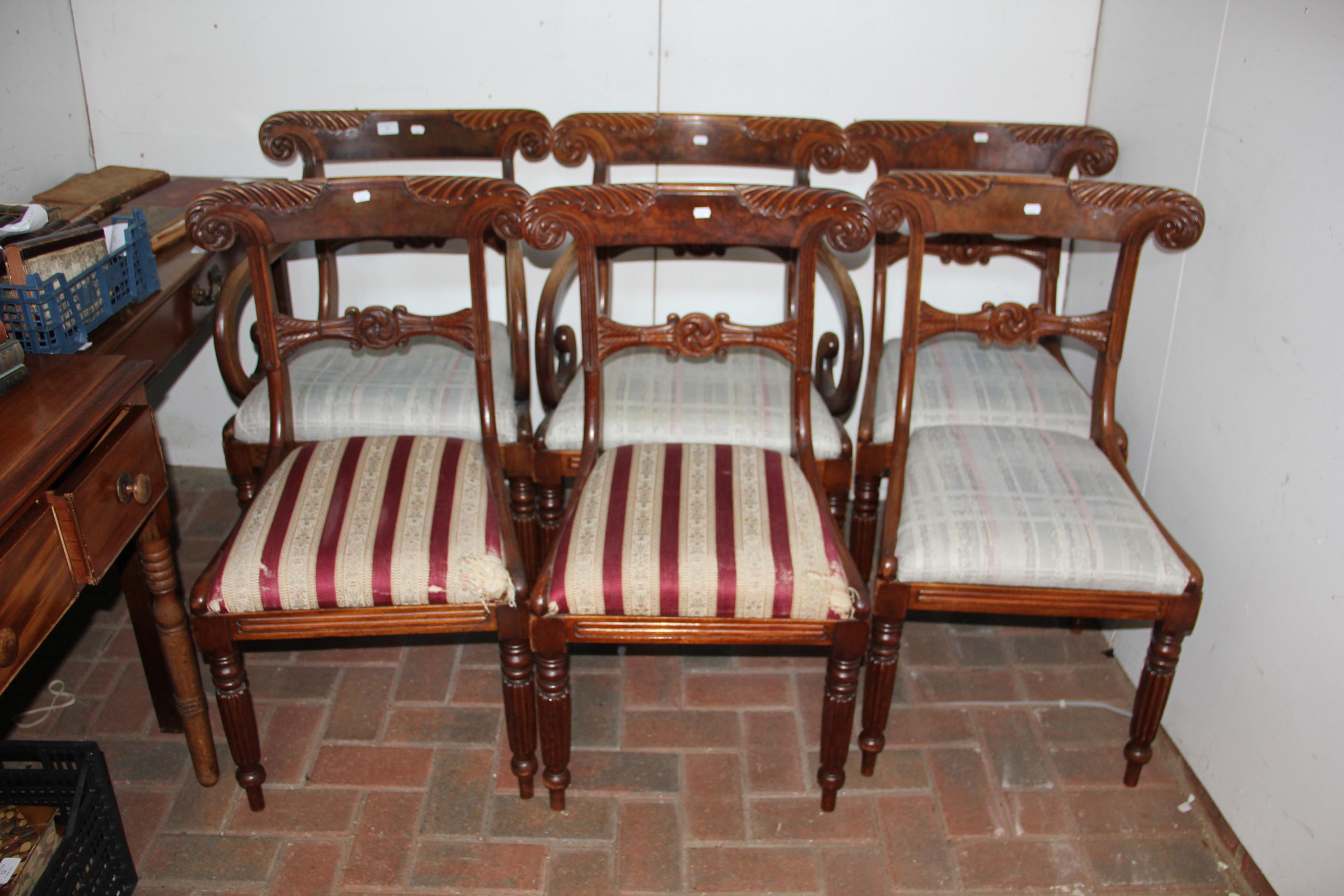 A set of six (4+2) Regency curve back dining chair