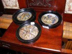 Three framed Victorian Pratt wear lids