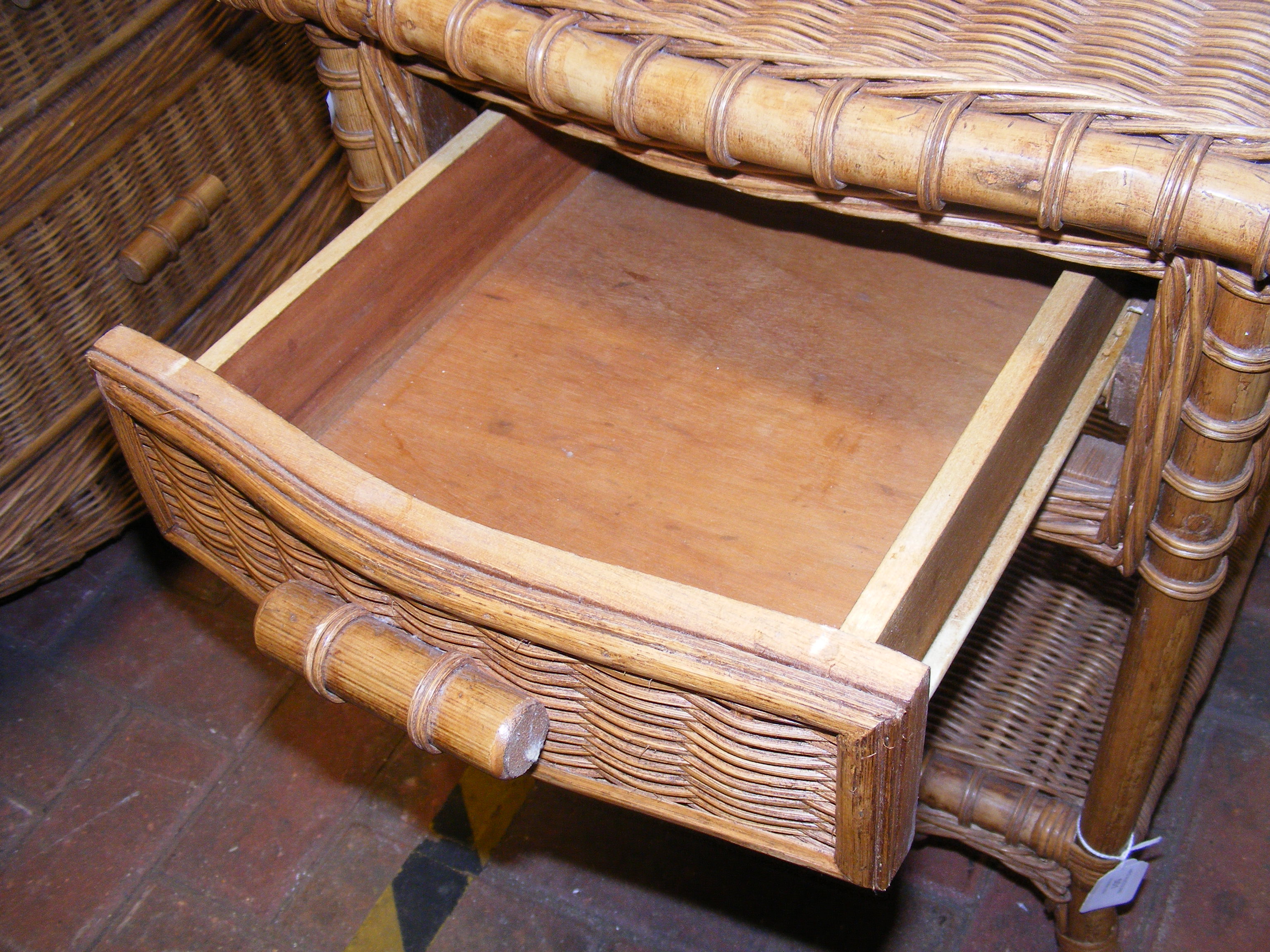 A pair of cane and bamboo fronted bedside cabinets - Image 4 of 6