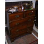 A reproduction Campaign chest with brass sunken ha