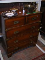 A reproduction Campaign chest with brass sunken ha