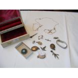 Silver lockets, brooches etc.