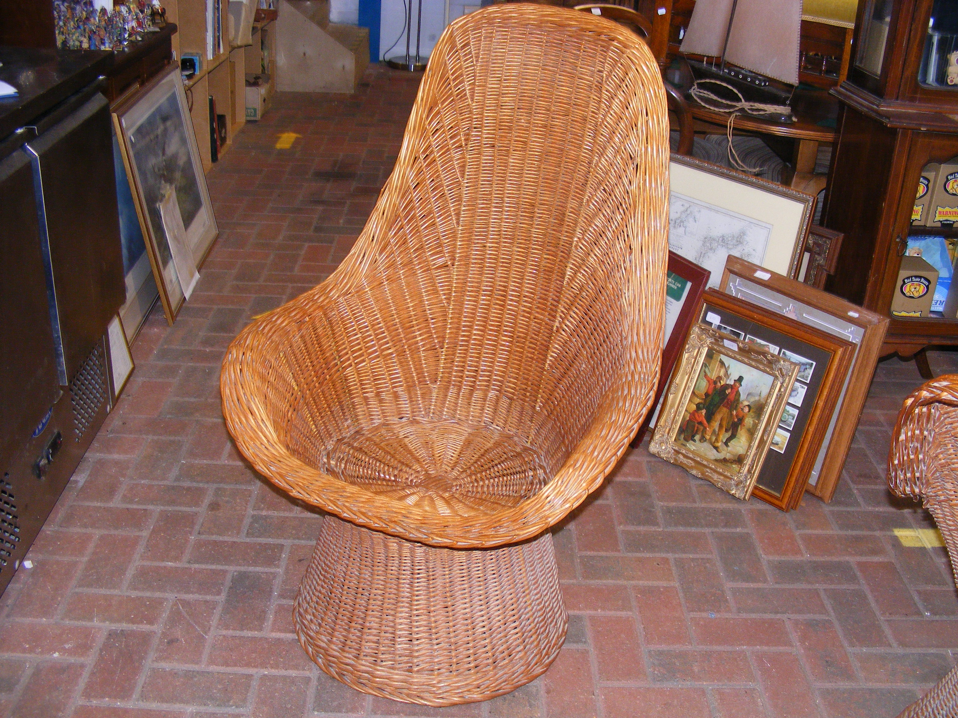 Two vintage rattan high back basket chairs - Image 6 of 9