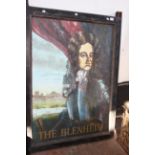 A hand painted pub sign 'The Blenheim' signed P.J.Oldreive - 110cm x 84cm