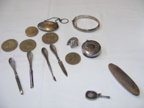 A selection of silver jewellery, bangle etc