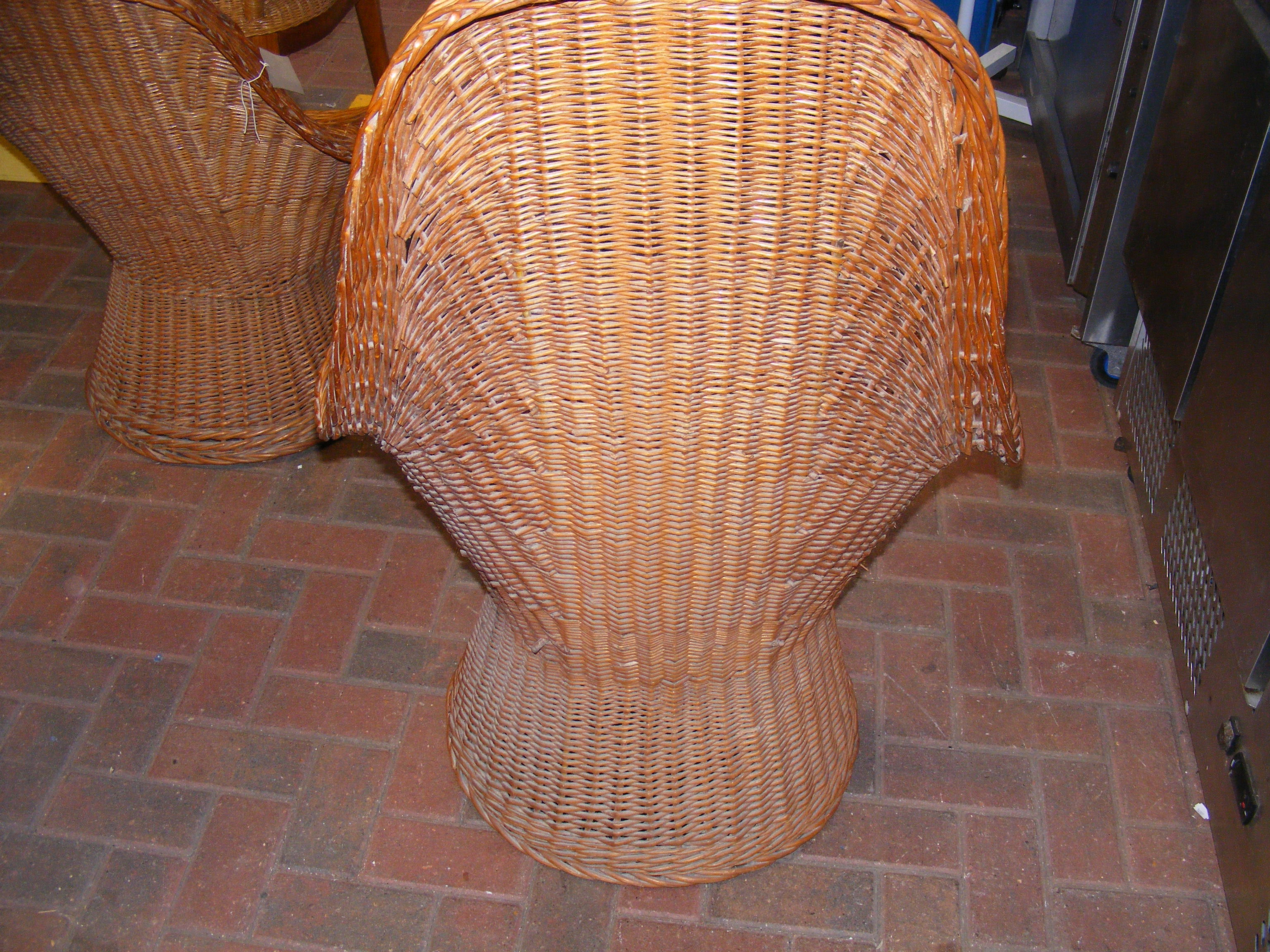 Two vintage rattan high back basket chairs - Image 8 of 9
