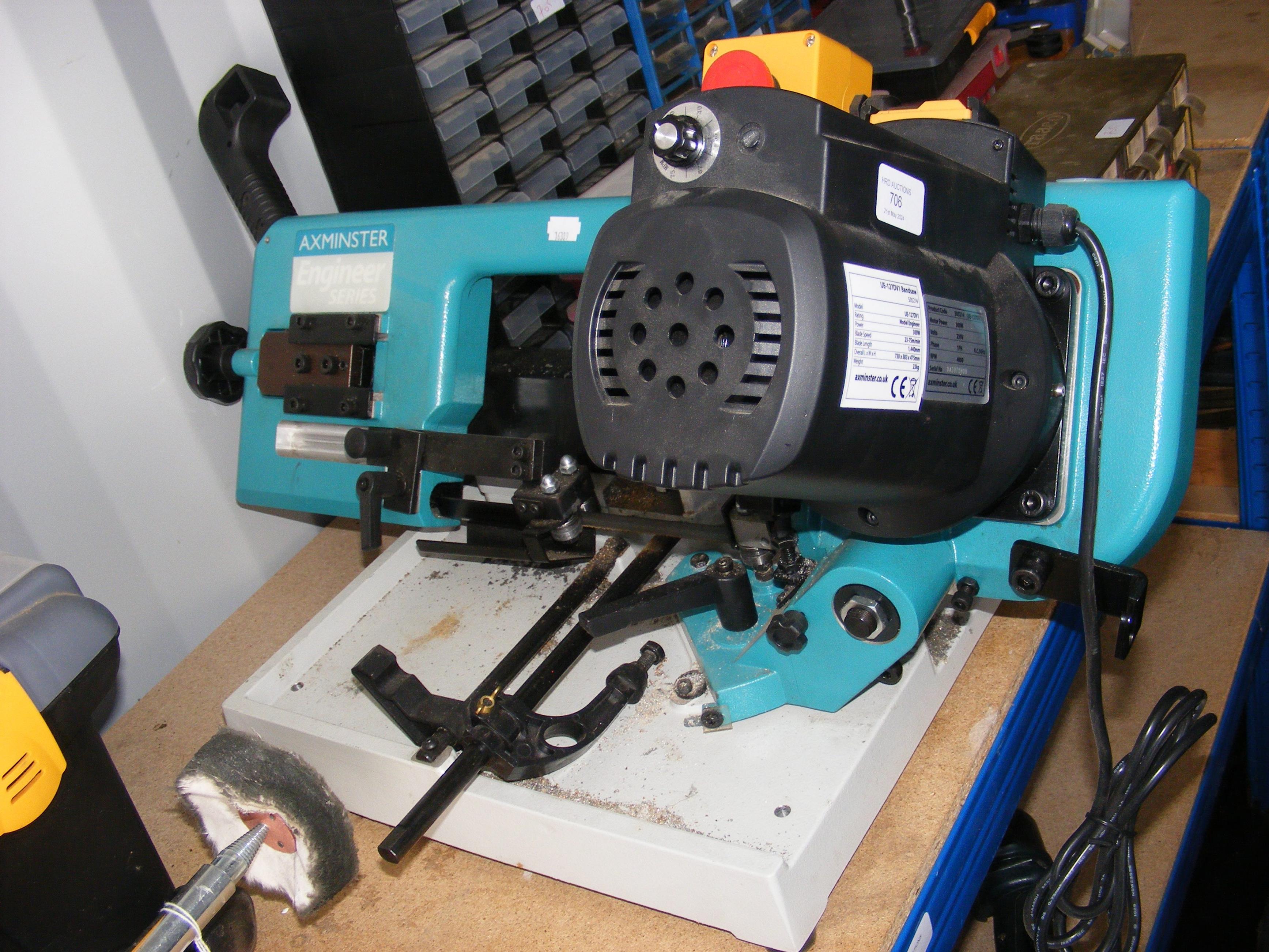 An Axminster bench mounted band saw