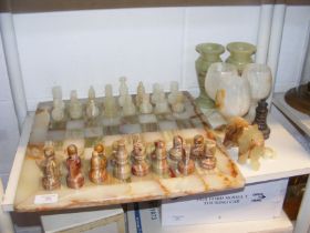 An onyx chess set, together with sundry onyx and s