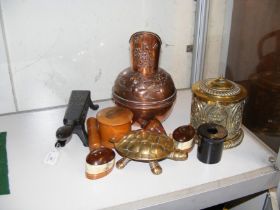 Various collectables including circular brass tea