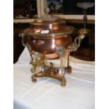 An antique copper and brass samovar - 40cm high