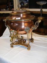 An antique copper and brass samovar - 40cm high