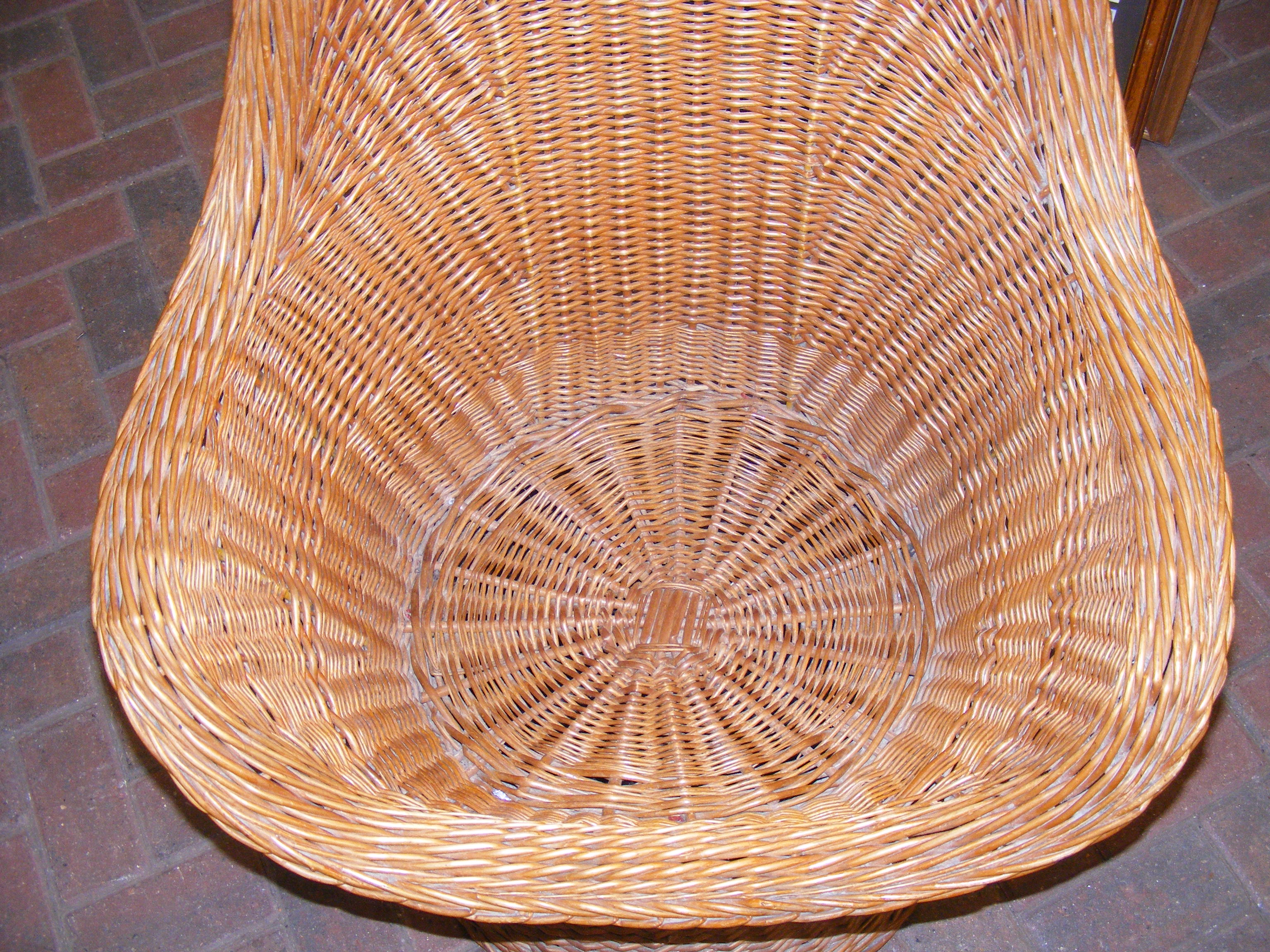 Two vintage rattan high back basket chairs - Image 7 of 9