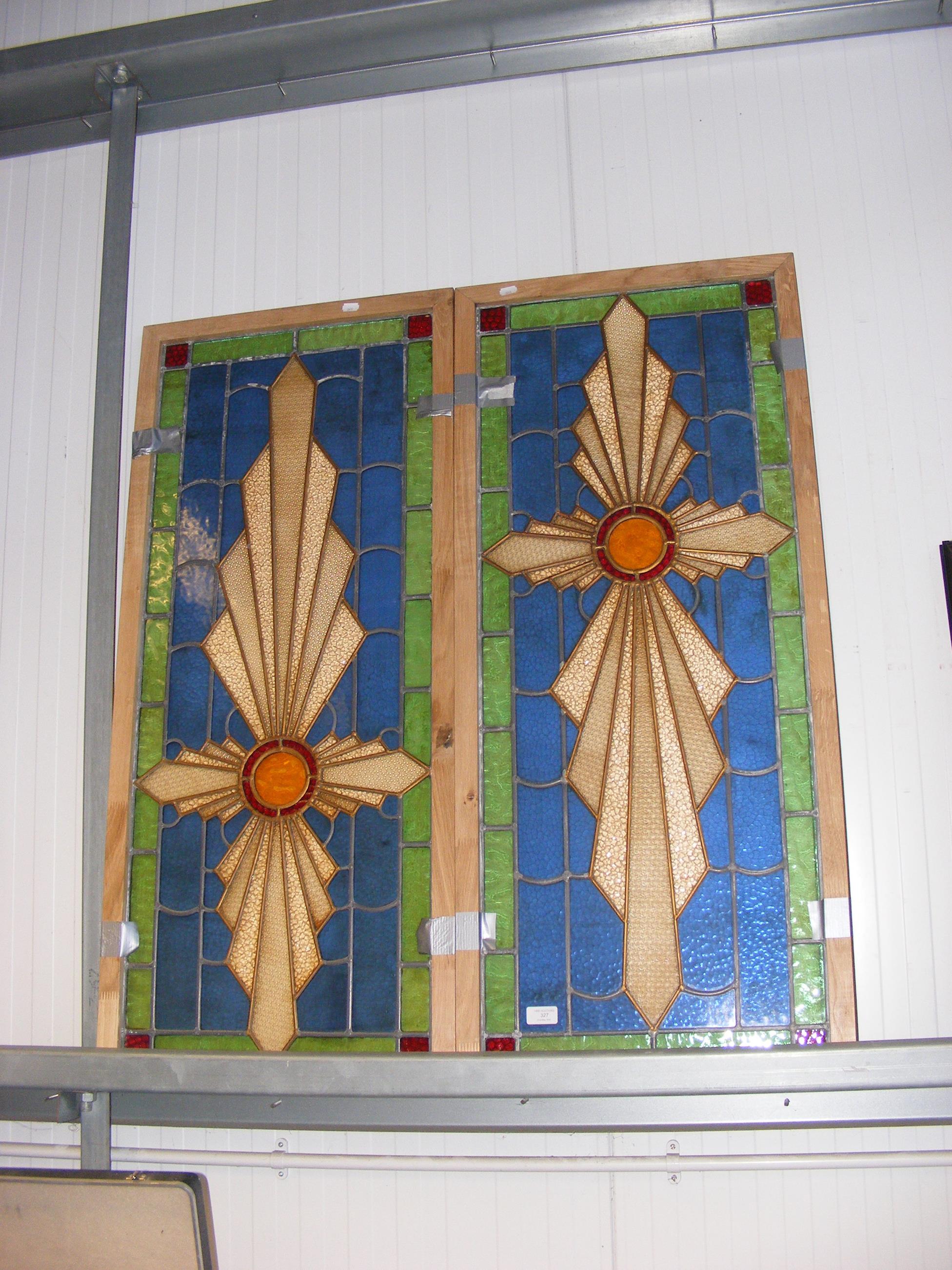 A pair of stained glass windows