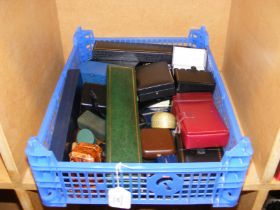 A crate of empty jewellery boxes