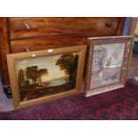 An antique oil painting of estuary scene, together