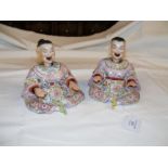 A pair of antique Chinese ceramic wedding figures