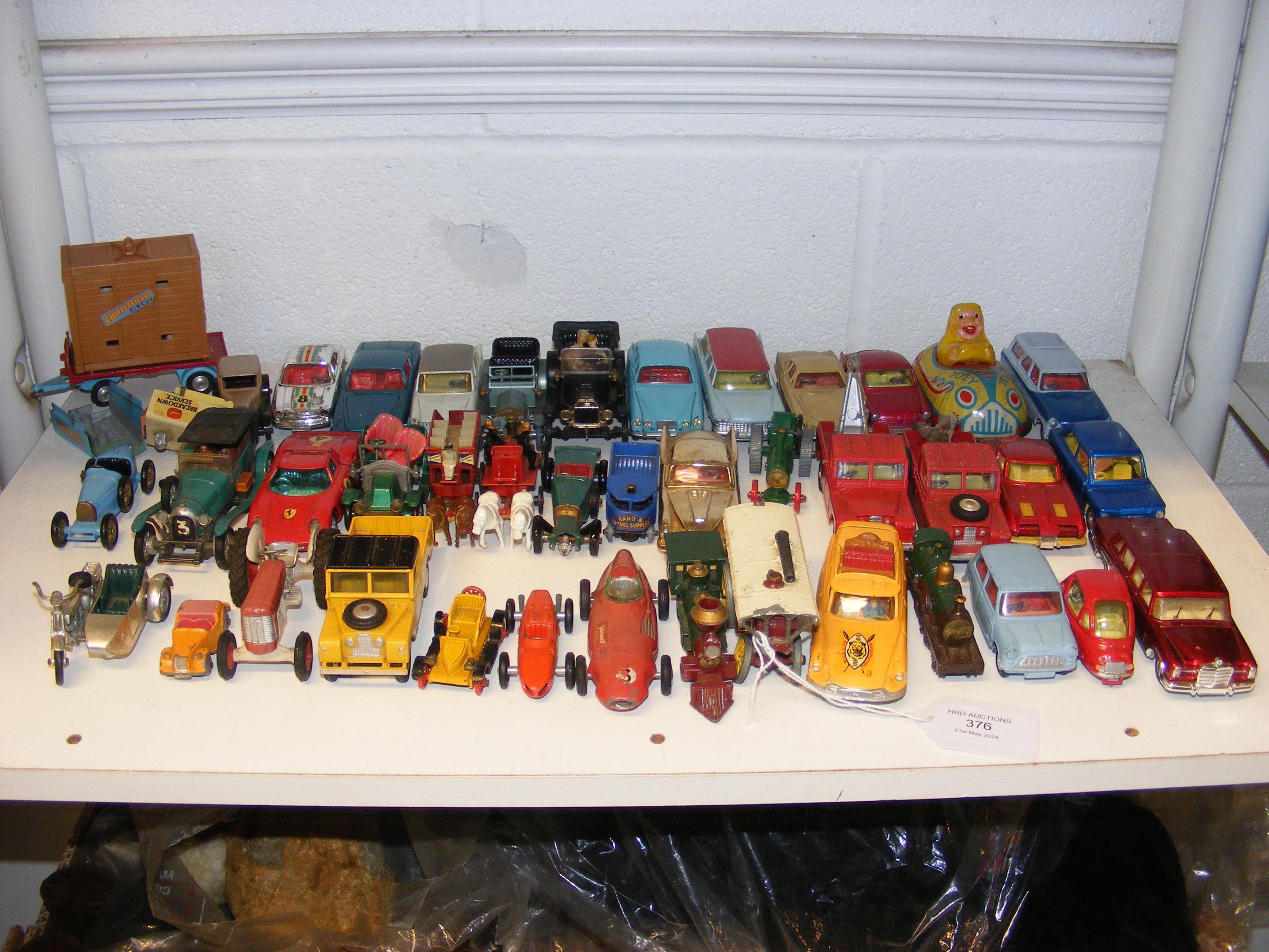 Vintage die cast model vehicles, including many Br