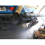 A reproduction cast metal cannon on wheels - 160cm