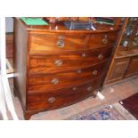 An antique mahogany bow front chest of drawers - 1