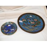 A 31cm diameter Cloisonne charger together with a