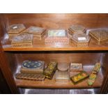 Two shelves of wooden and papier mache trinket box