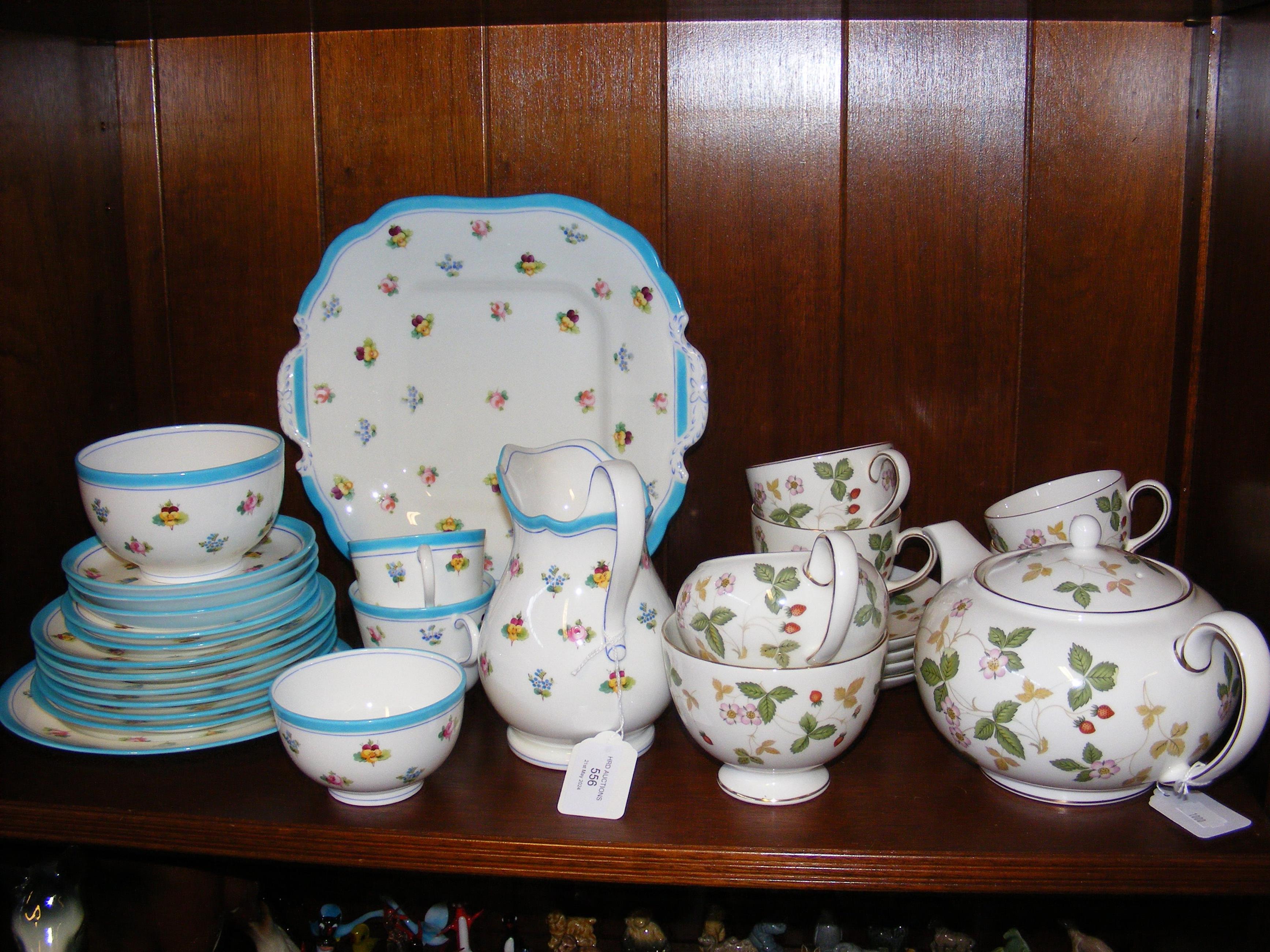 A four place Wedgwood 'Wild Strawberry' teaset, to