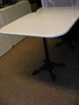 A white granite terrazzo effect bistro table, with