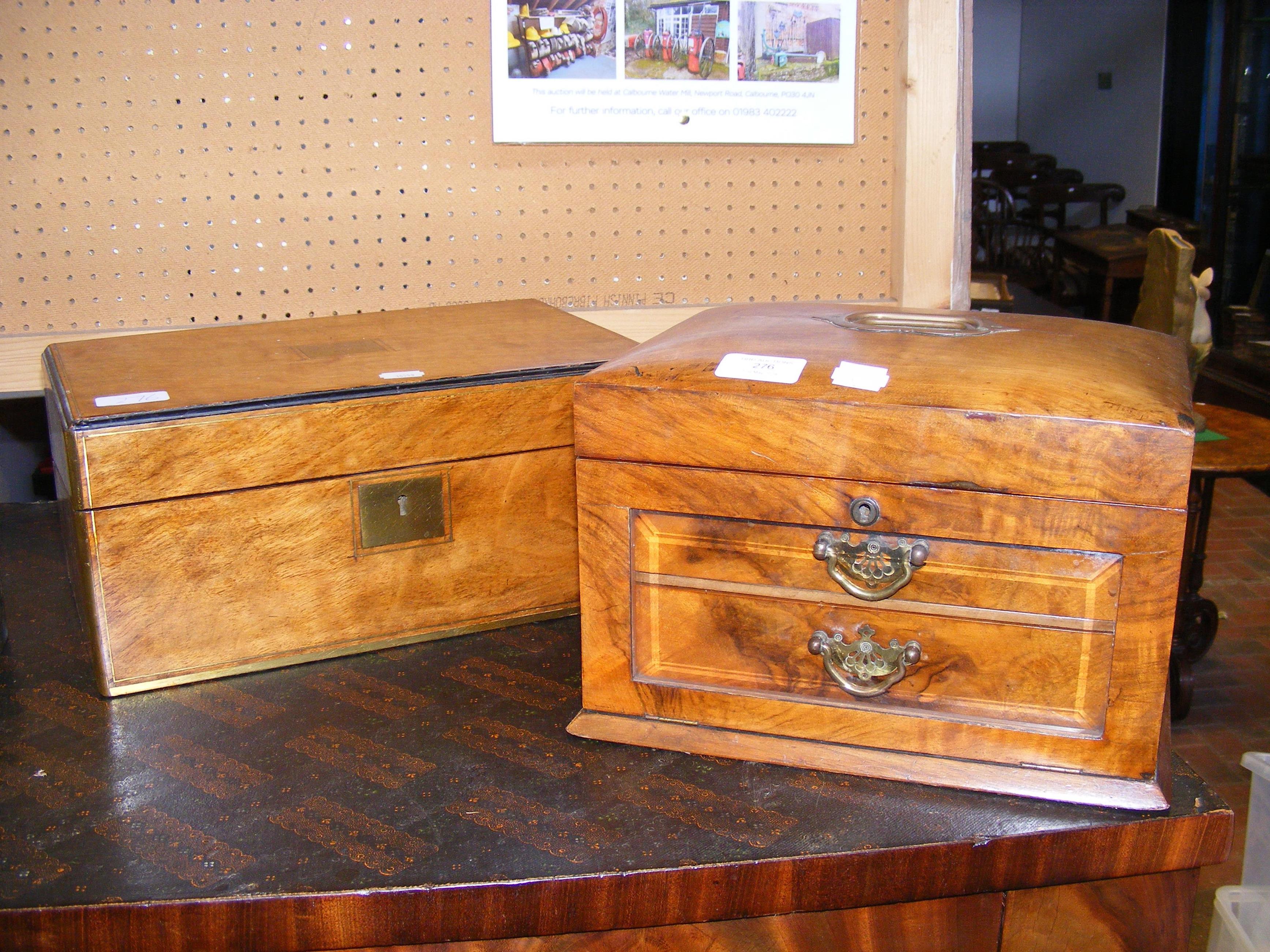 A jewellery box with glass front, together with wr