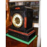 An antique slate and marble mantel clock - 29cms h