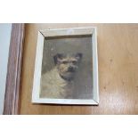 FIDDLER - oil on canvas portrait of dog - 22cm x 1