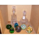 Assorted glass paperweights, including Langham, Al