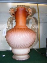 A 30cm high two handled glass vase
