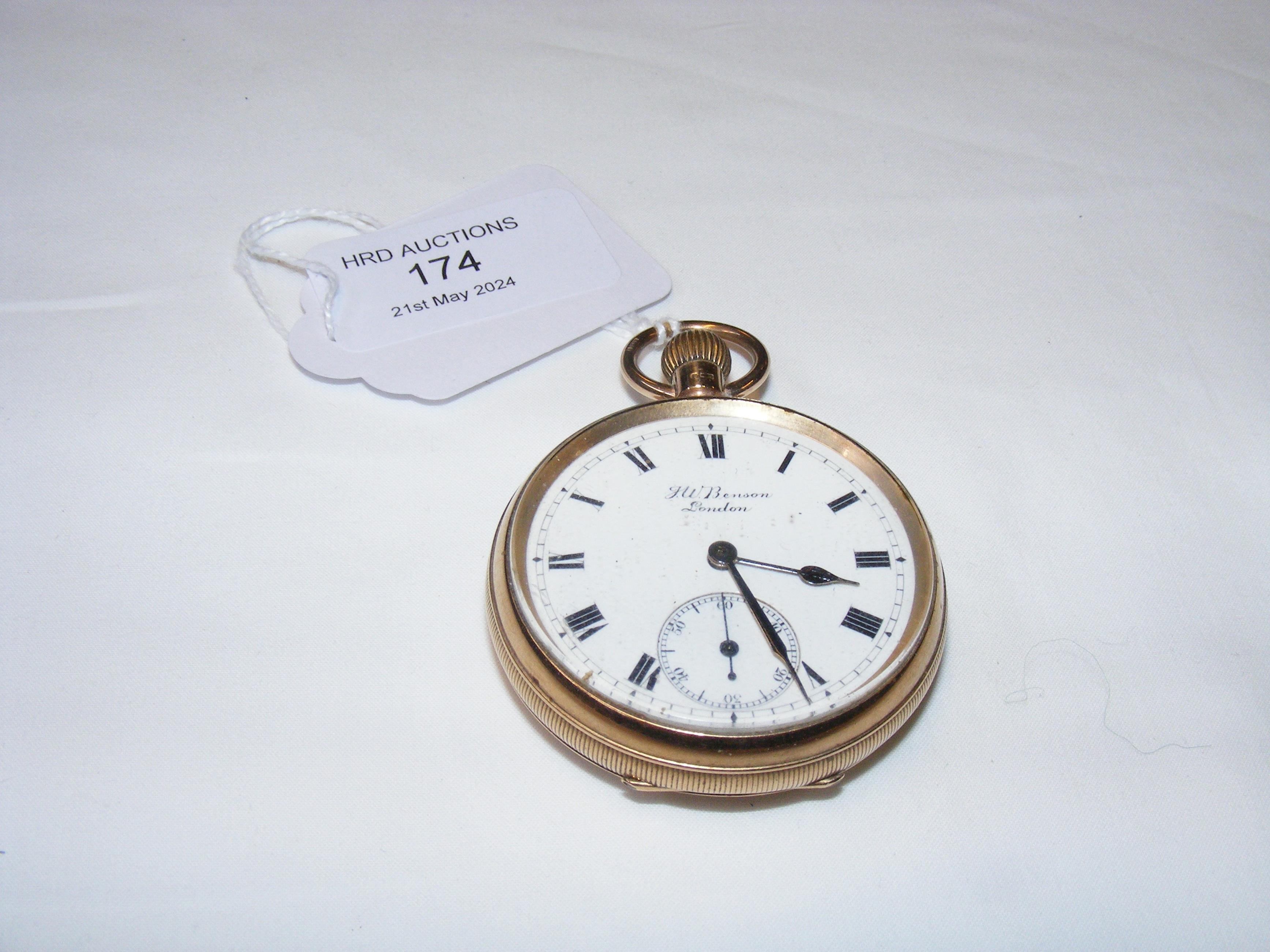 A 9ct gents pocket watch by Benson with separate s