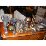 A selection of collectable metal ware including br